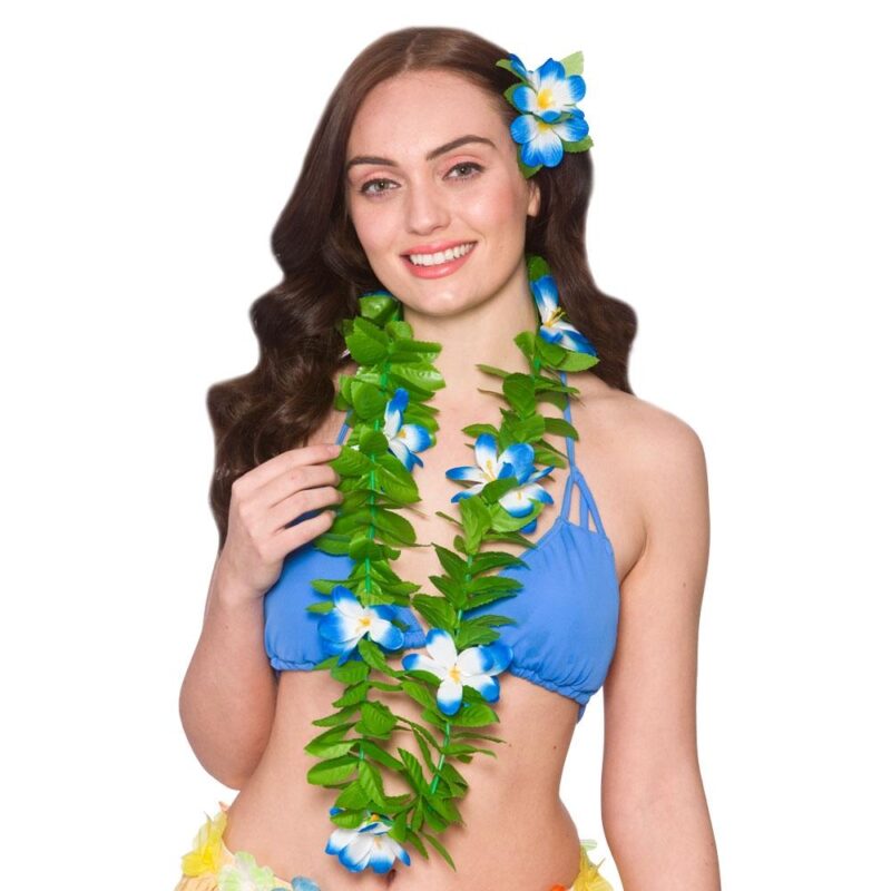 Green Leaf Lei Blue Blummen - Karneval Store GmbH