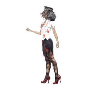 Zombie Policewoman Costume, With Skirt, Shirt With Tie and Hat - carnivalstore.de