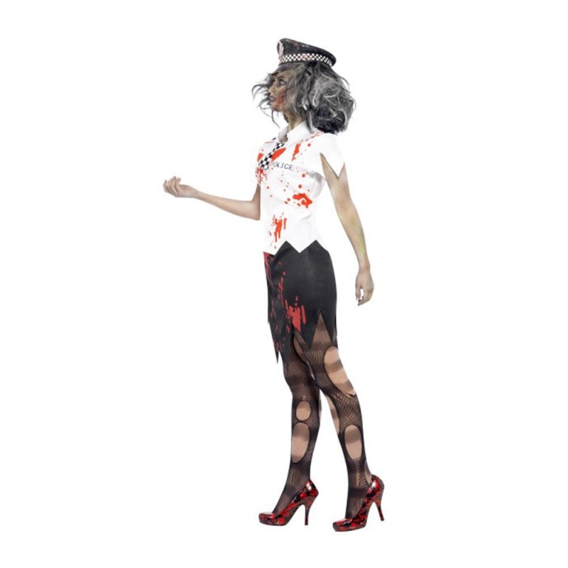 Zombie Policewoman Kostüm, Mat Rock, Hiem mat Krawatt an Hut - carnivalstore.de
