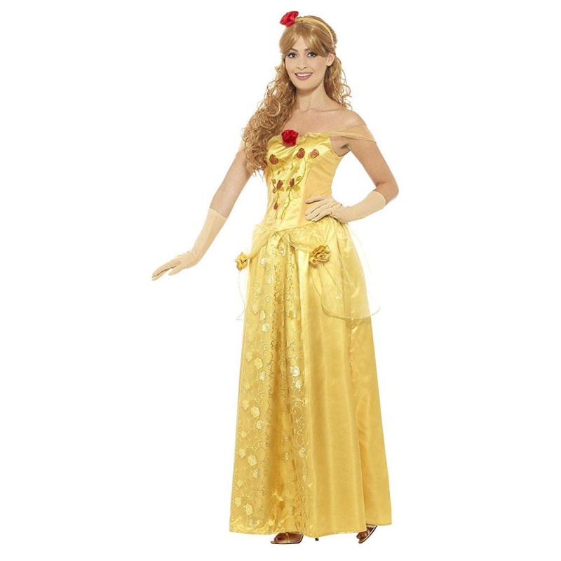 Damen Goldene Prinzessin Kostüm | Goldenes Prinzessinnenkostüm Gold mit langem Kleid - carnivalstore.de