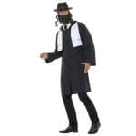 Herren Rabbiner Kostüm | Costume de rabbin noir avec veste écharpe chapeau - carnivalstore.de