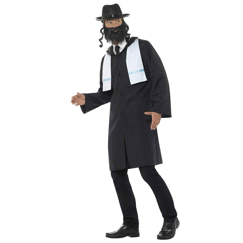 Herren Rabbiner Kostüm | Costum Rabbi Negru Cu Jachetă Eșarfă Pălărie - carnivalstore.de
