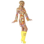1960er Hippie Damenkostüm  | 1960S Hippy Costume Multi Coloured With Dress - carnivalstore.de
