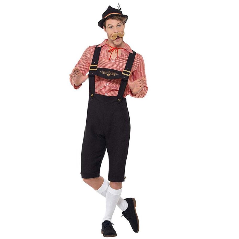 Bayerische Bier Guy Kostüm, Rot | Costume bavarois de gars de la bière rouge avec chemise - carnivalstore.de