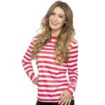 Herren Gestreiftes T-Shirt mit langen Armen | Stripy T Shirt Red With Long Sleeve - carnivalstore.de