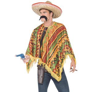 Herren Poncho Sofort Kit | Pončo Moustache Orange - carnivalstore.de