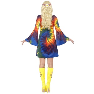 Dame 60er Schnurbatik Kostüm | Costume Tie Dye des années 1960 psychédélique avec robe - carnivalstore.de