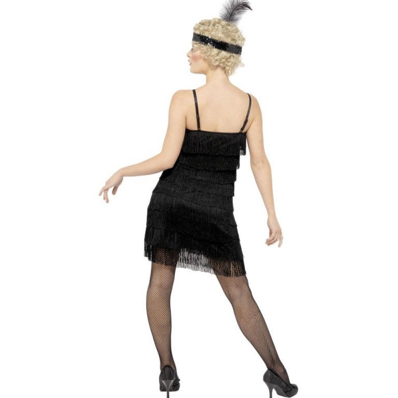 20er Charlene Flapper Girl Kostüm | Deluxe Fringe Flapper Costume Sort Kjole - carnivalstore.de