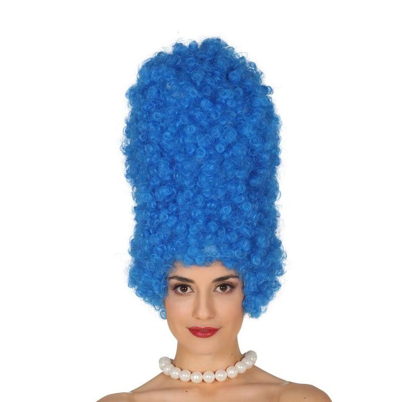 Perücke Locken in Box, Einheitsgröße | Perück Hairpiece Blue 40 cm - carnivalstore.de