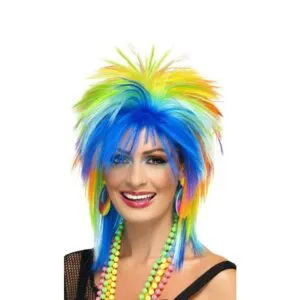 Peluca Rainbow Punk de los años 80, multicolor - carnivalstore.de