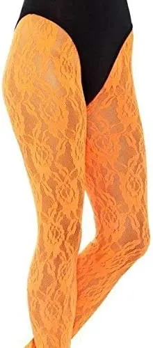 80s Lace Leggings Neon Orange - Carnival Store GmbH