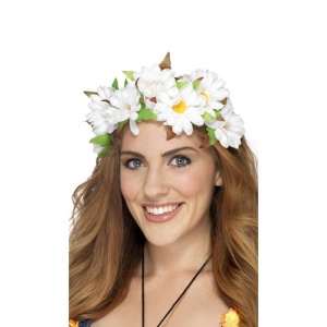 Damen Gänseblümchen Haarband | Bandeau Floral Daisy Blanc - carnivalstore.de