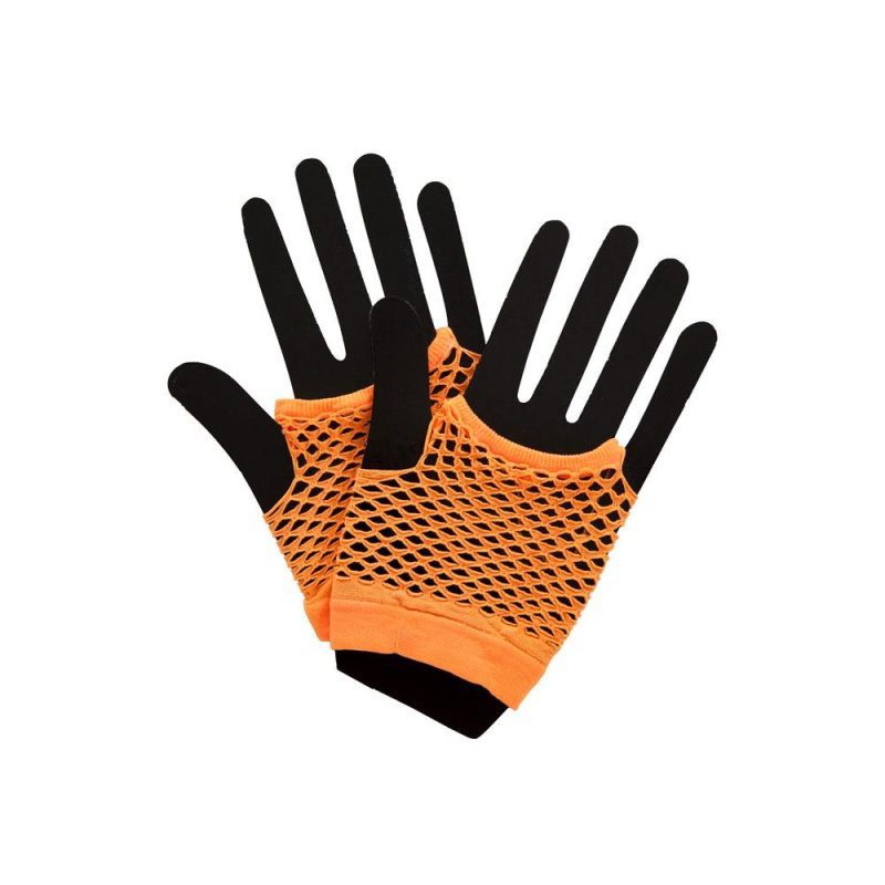 80er Punk Handschuhe Mesh Netz kurz Neon Punk - Carnival Store GmbH