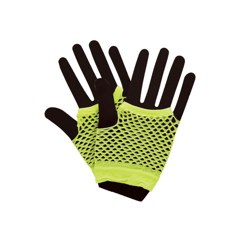 80er Punk Handschuhe Mesh Netz kurz Neon Punk - Carnival Store GmbH