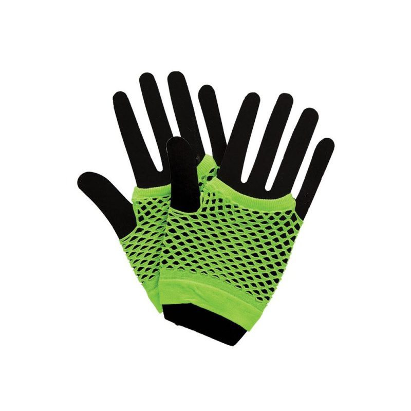 80er Punk Handschuesch Mesh gemaach kuerz Neon Punk - Karneval Store GmbH