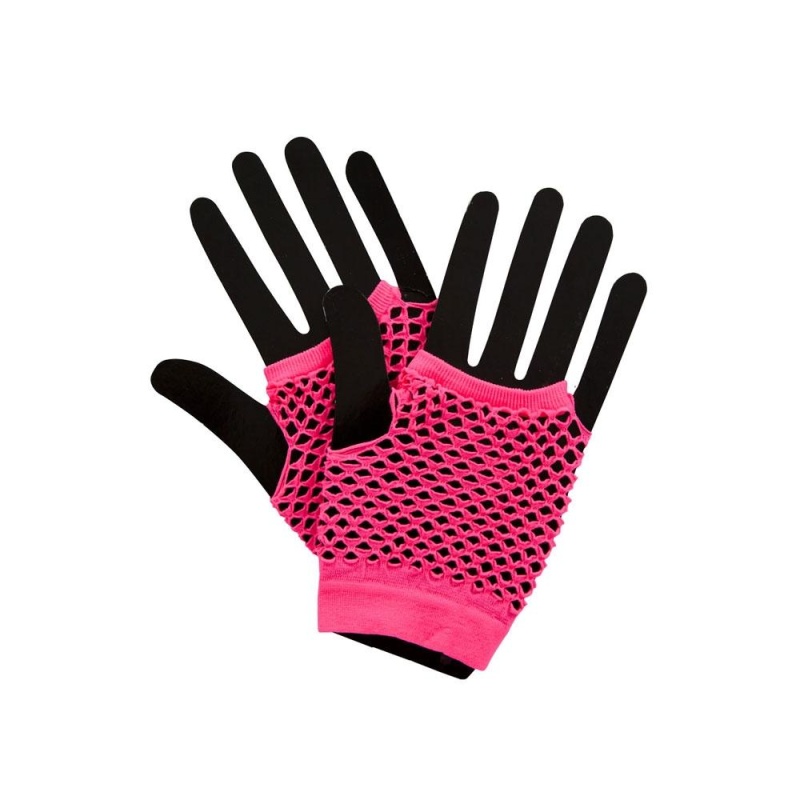 80's Punk Gloves Mesh Net Short Neon Punk - Carnival Store GmbH