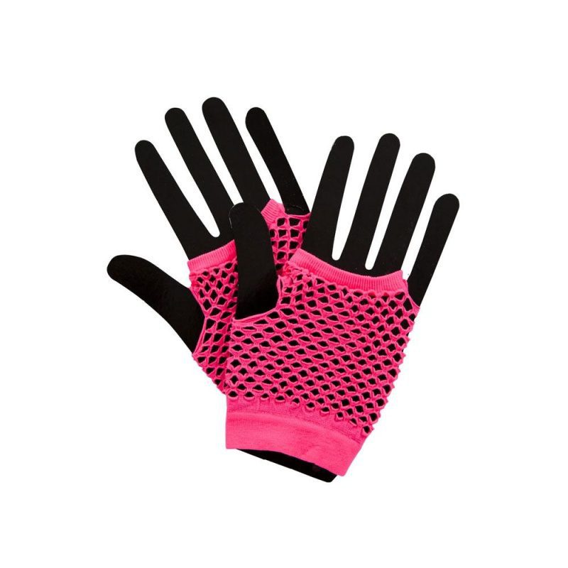 80er Punk Handschuhe Mesh Netz kurz Neon Punk - Carnival Store GmbH