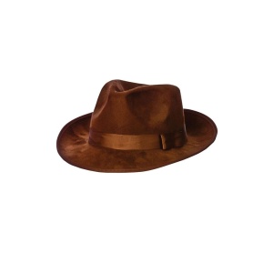 Brązowy zamszowy kapelusz typu fedora deluxe - Carnival Store GmbH
