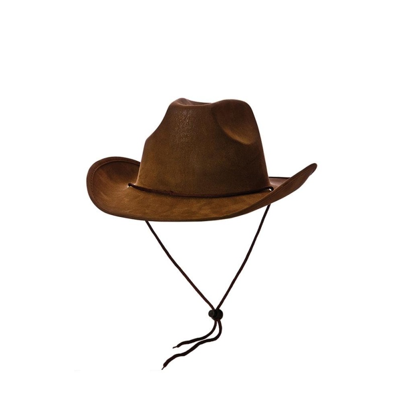 Brązowy zamszowy kapelusz kowbojski Wild West - Carnival Store GmbH