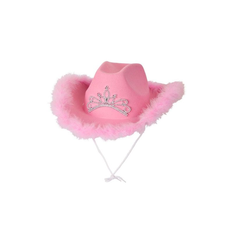 Cappello da cowgirl rosa con piume di marabù - Carnival Store GmbH