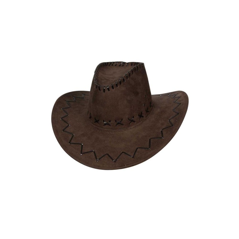 Cappello da cowboy in camoscio nero / marrone - Carnival Store GmbH