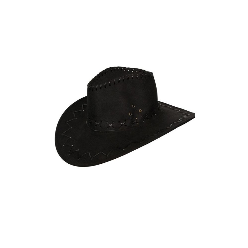 Crni/smeđi kaubojski šešir od brušene kože - Carnival Store GmbH