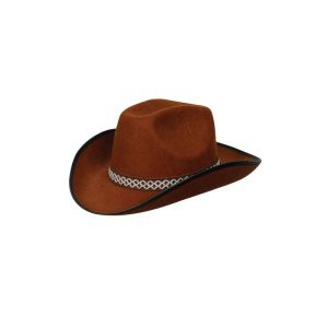 Brun cowboyhatt med dekorativt band - Carnival Store GmbH