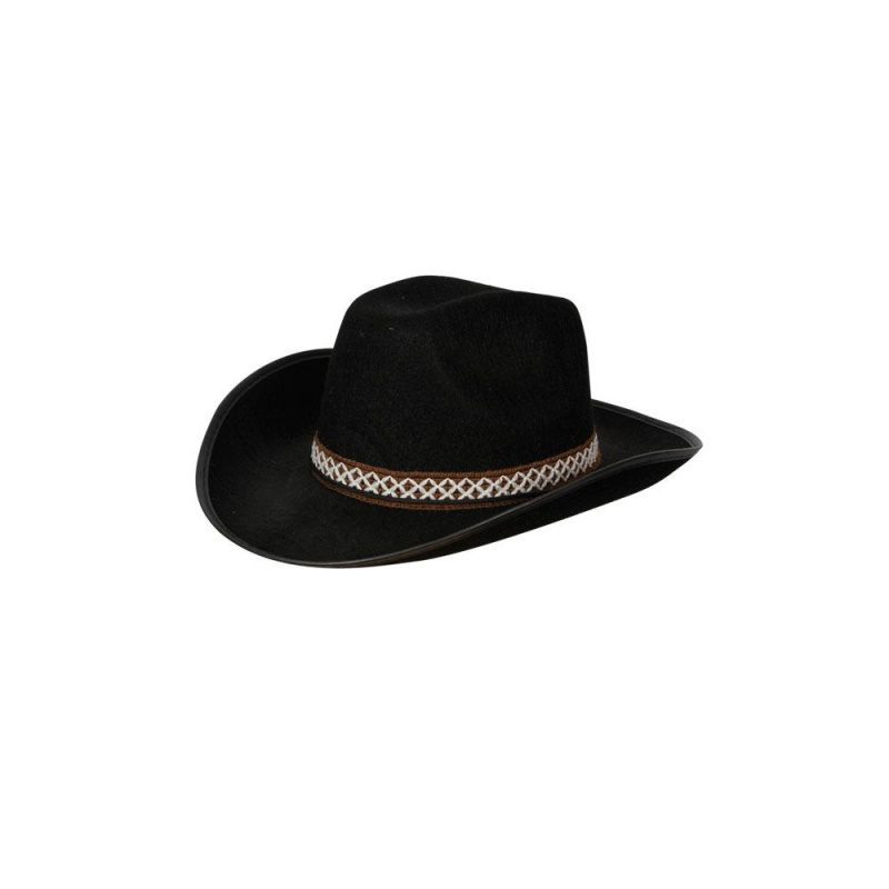 Chapéu de cowboy preto com faixa decorativa - Carnival Store GmbH