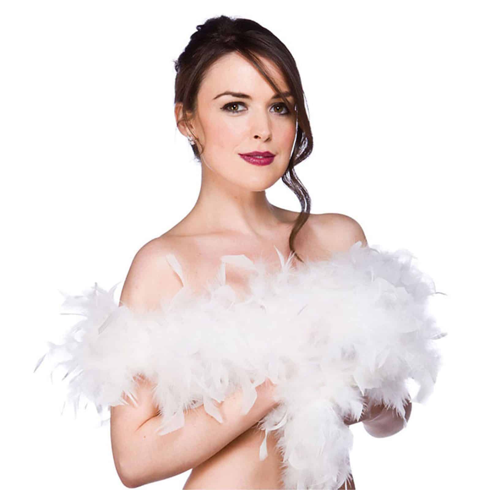 ACCESORIOS DISFRAZ CARNAVAL BOA PLUMAS BLANCAS -PARTYTUYYO