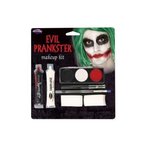 Evil Prankster / Joker Schminkset met Latex, Blut, Makeup & Applikator | Evil Prankster Make-up Kit - carnavalstore.de