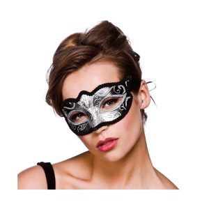 Verona Ögonmask - Silver/Silver Glitter - carnivalstore.de