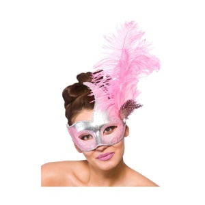 Revello øjenmaske - Sølv & Pink - carnivalstore.de