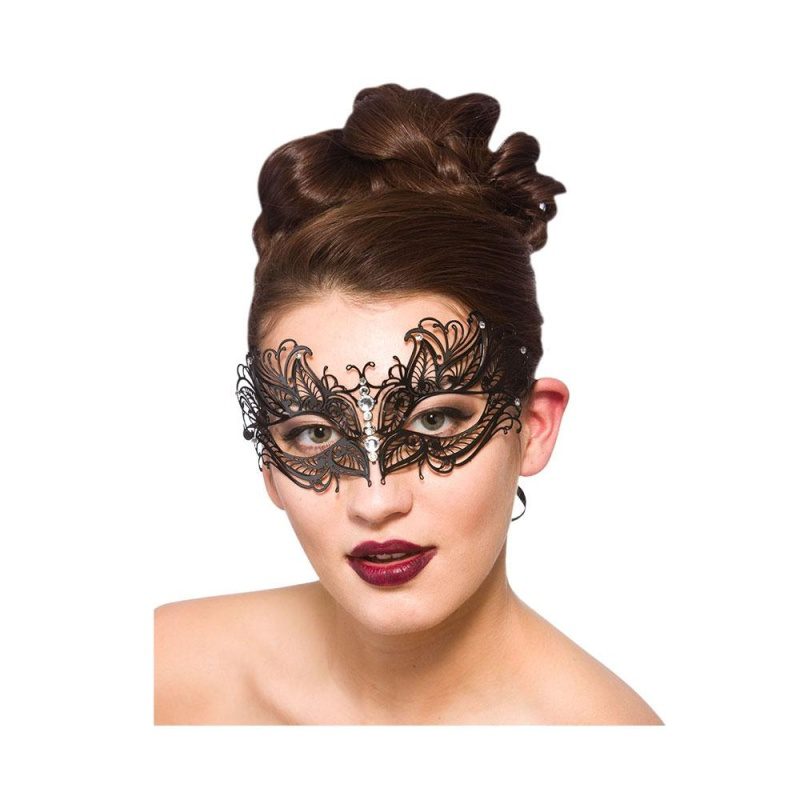 Masque pour les yeux en filigrane - Noir avec diamants - carnivalstore.de