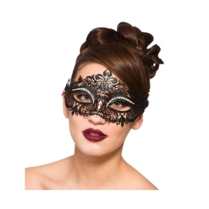 Filigree Eye Mask - musta w/Diamantes - carnivalstore.de