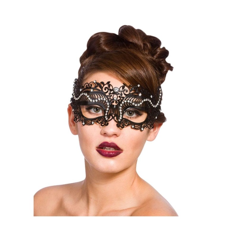 Masque pour les yeux en filigrane - Noir avec diamants - carnivalstore.de