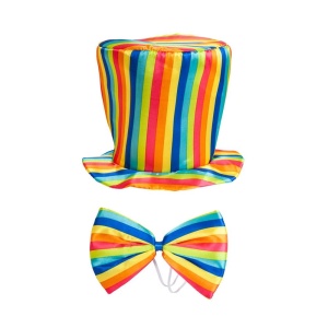 Regenboog hoge hoed & vlinderdas - Carnival Store GmbH