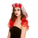 Véu de noiva zumbi com flores - carnavalstore.de