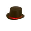 Schwarzer Zylinder mit rotem Satinband | Satin Top Hat with Red Satin Band - Carnival Store GmbH