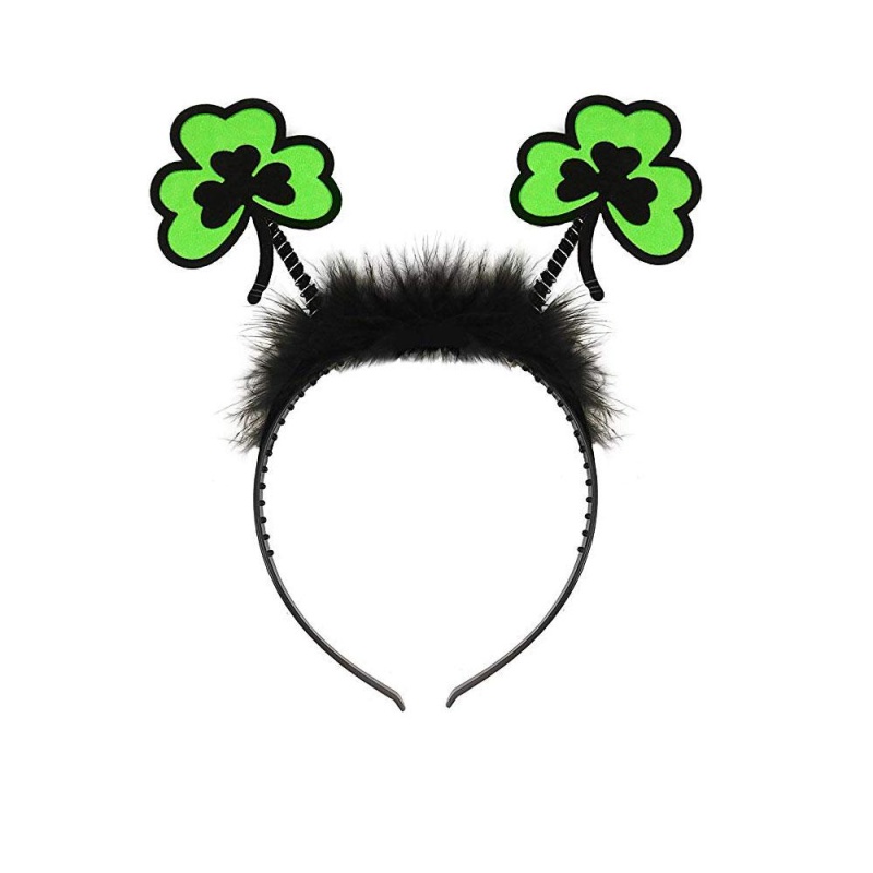 St. Patrick's Day Fluffy Green Clover Wiggly Headband Boppers - carnivalstore.de