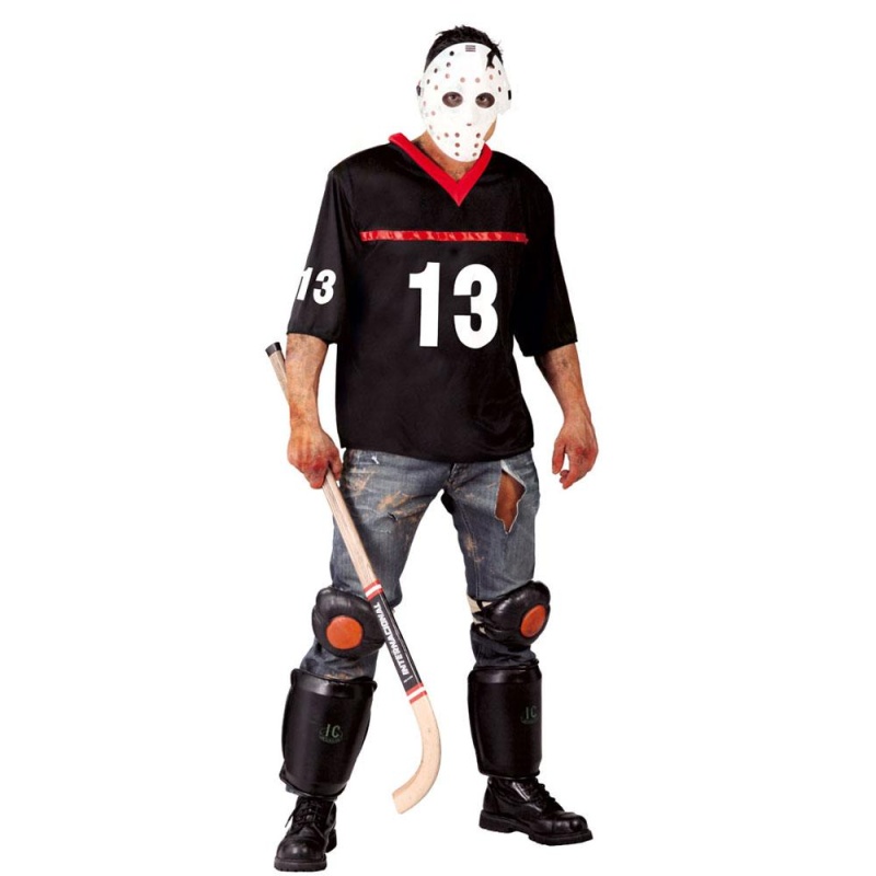 Untoter Hockey Spieler Halloween Kostüm für Herren Horror Killer Jason|Vuxna män Halloween Hockey Topp och Mask Fancy Dress Kostym - carnivalstore.de