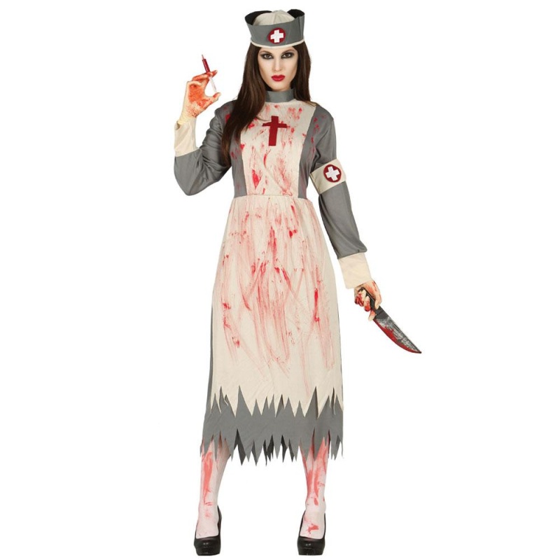 Gespenstische Krankenschwester Geister Damen blutiges Halloween Geist Gespenst Horror Kostüm|Adult Dead Nurse - carnivalstore.de