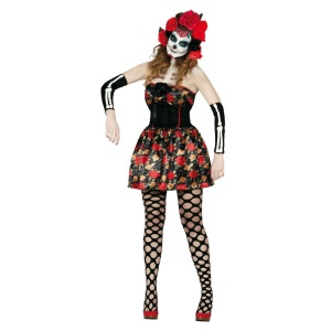 Mexikanische Skelett Tänzerin Kostüm|Täiskasvanud Lady Death Catrina - carnivalstore.de