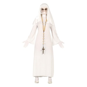Geist Nonne Kostüm für Damen Weiss Gespenst Damenkostüm Halloween Horror | Dammen Ghost Nun Kostüm - carnivalstore.de