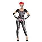 Mexikanisches Skelett Kostüm für Damen | Ladies Day of the Dead Skeleton uhke kleidi kostüüm – carnivalstore.de