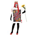 Damen Spielkarte Totenkopfkönigin Tunika Kostüm Halloween Herzkönigin | Damer Queen of Hearts Fancy Dress Kostym - carnivalstore.de