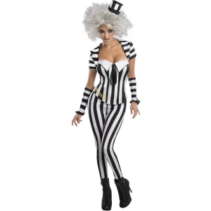 Beetlejuice Damenkostüm | Corset Beetlejuice alb-negru - carnivalstore.de