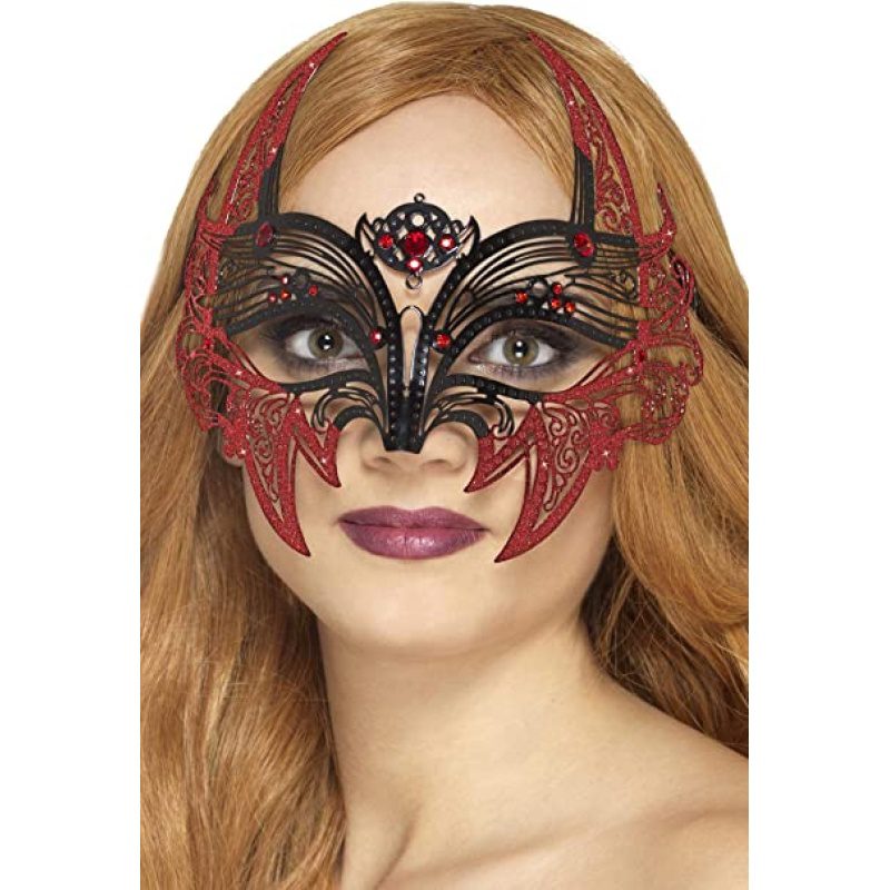 Metal Filigrana Devil Eyemask Preto Vermelho