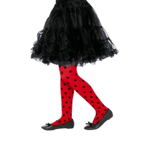 Otroške rdeče-črne hlačne nogavice Ladybird