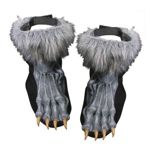 Unbekannt Werwolf Halloween-Schuhüberzieher grau Einheitsgröße | Werewolf Silver Shoe Covers - carnivalstore.de