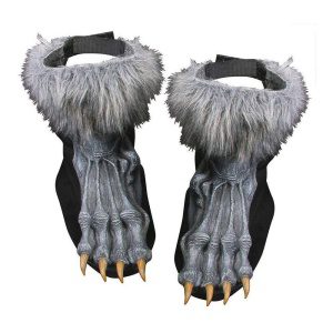 Unbekannt Werwolf Halloween-Schuhüberzieher grau Einheitsgröße | Couvre-chaussures loup-garou en argent - carnivalstore.de